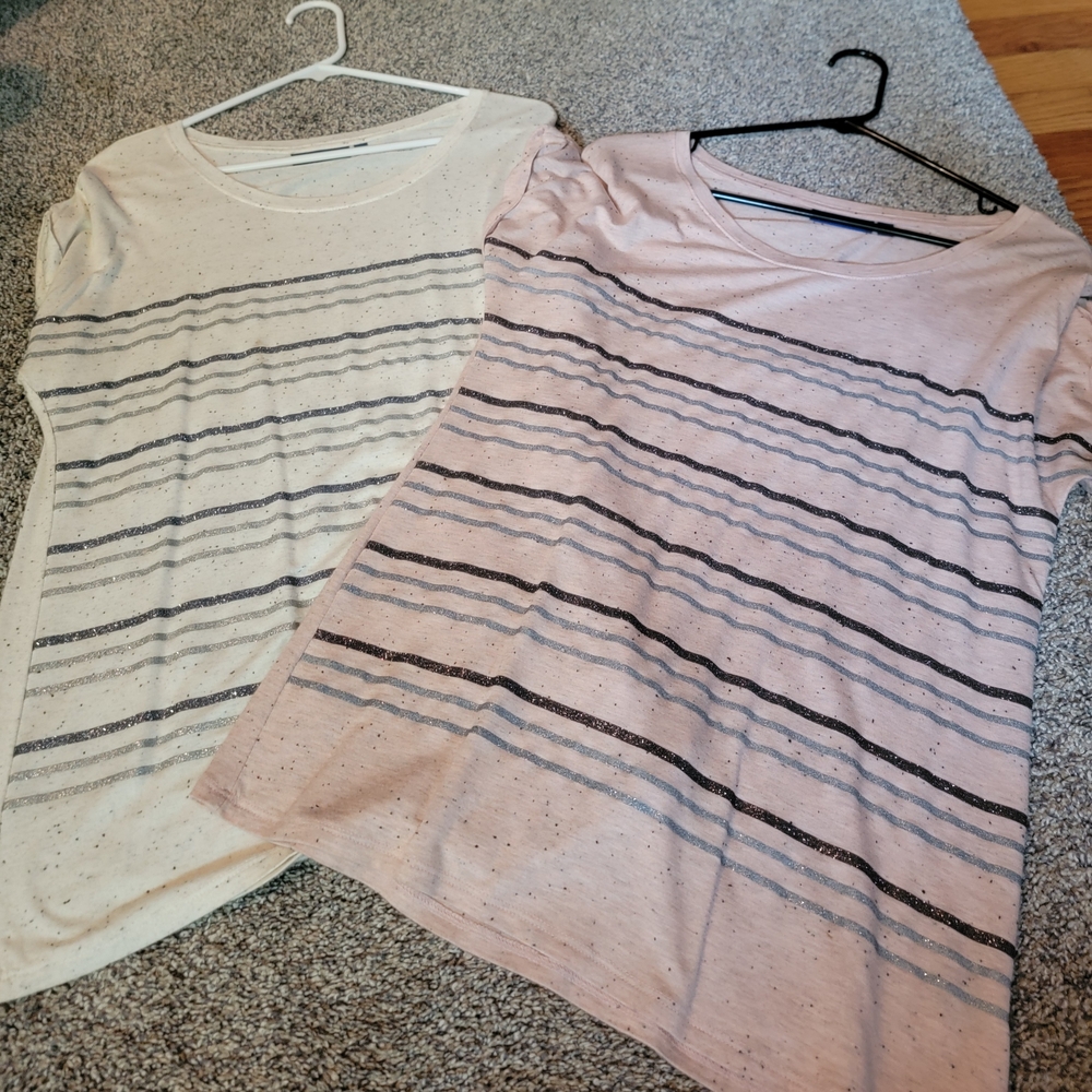 Striped Women's Tops - Cream and Pink